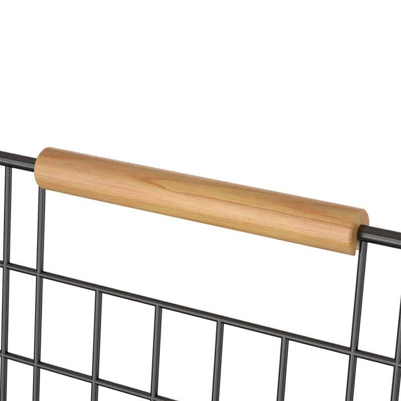 Set x2 Canasto organizador de metal asa de madera NEGRO