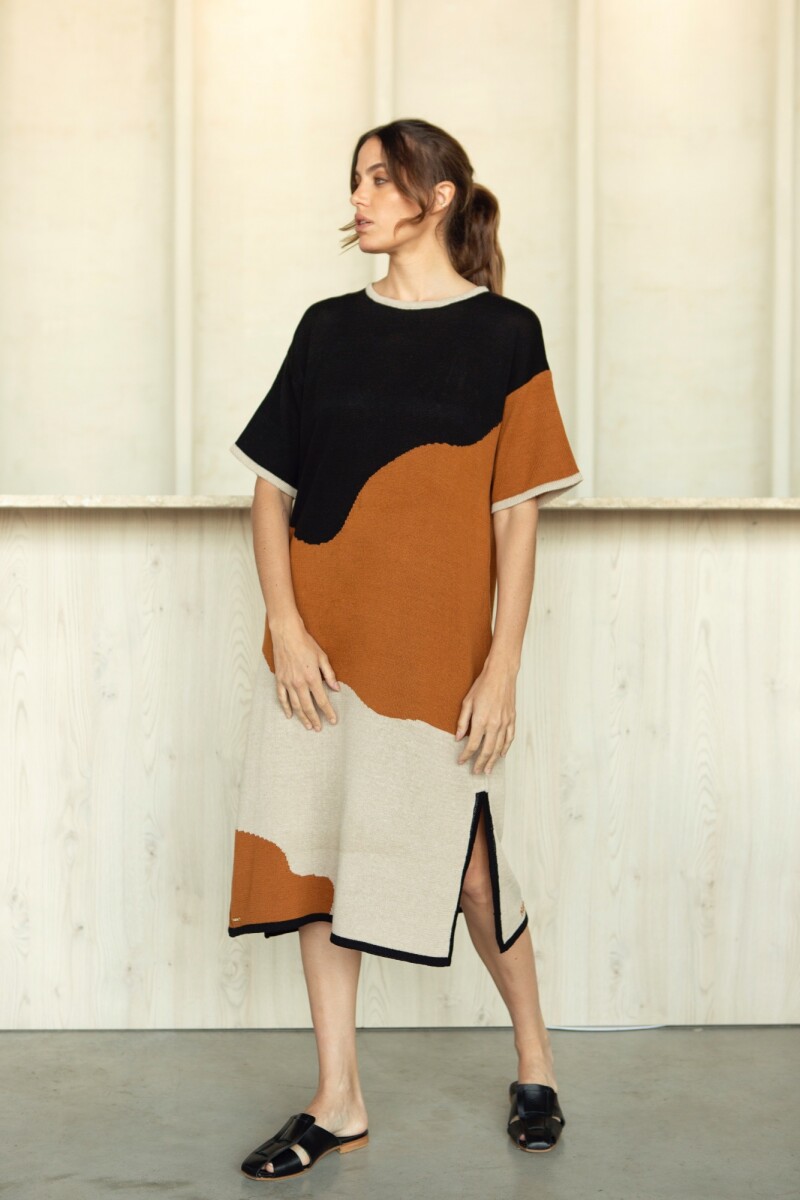 VESTIDO PAMALI - Negro Y Came 