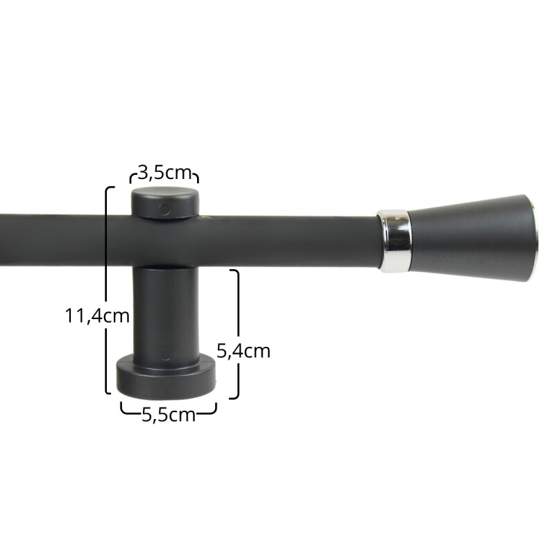 Barrote cortina de metal 2 m + 2 Soportes GRIS OSCURO