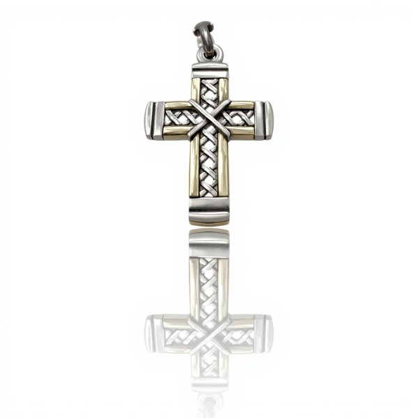 Dije Cruz Labrada-Plata 925 y Oro-Sin Piedra-CP5322 sinpiedra
