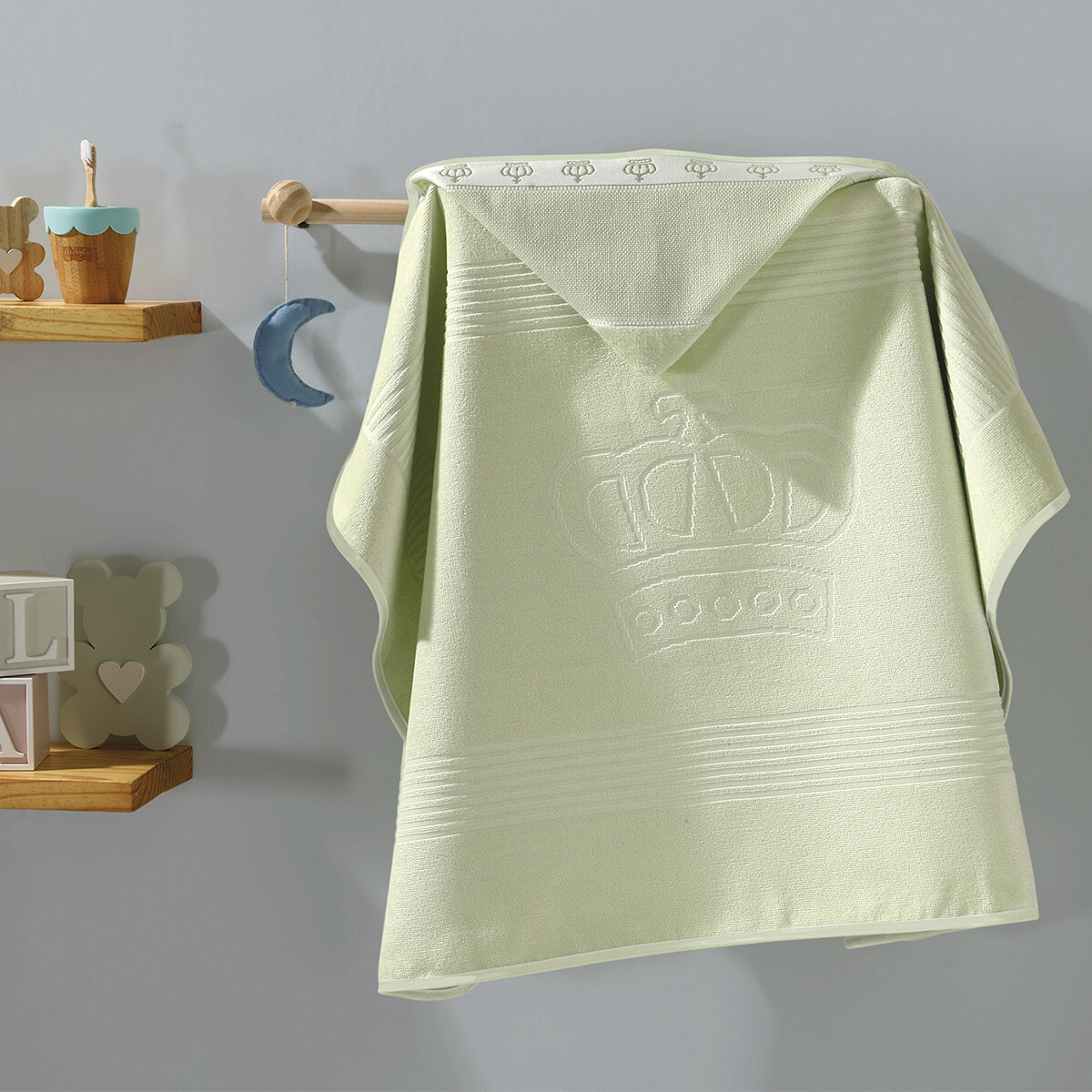 Toalla Con Capucha Bebé Clásica Döhler Algodón 90 x 70 cm - VERDE 
