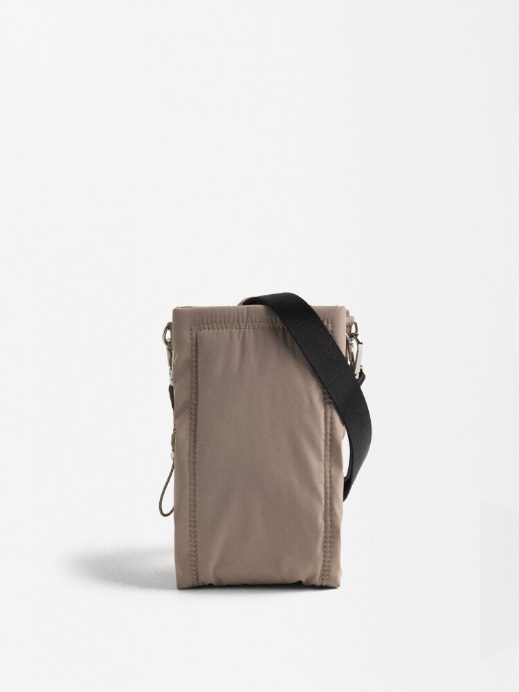 Bolso Bandolera De Nylon taupe