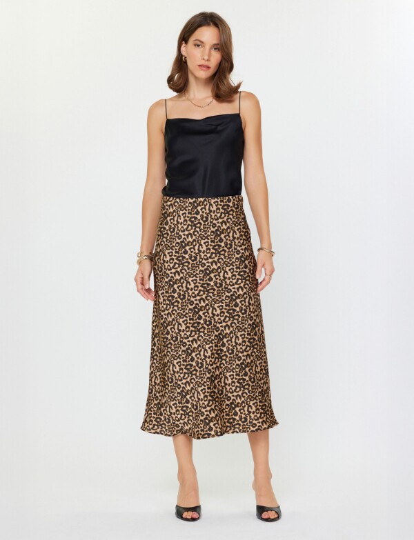 Falda Maxi Animal Print NEGRO/BEIGE