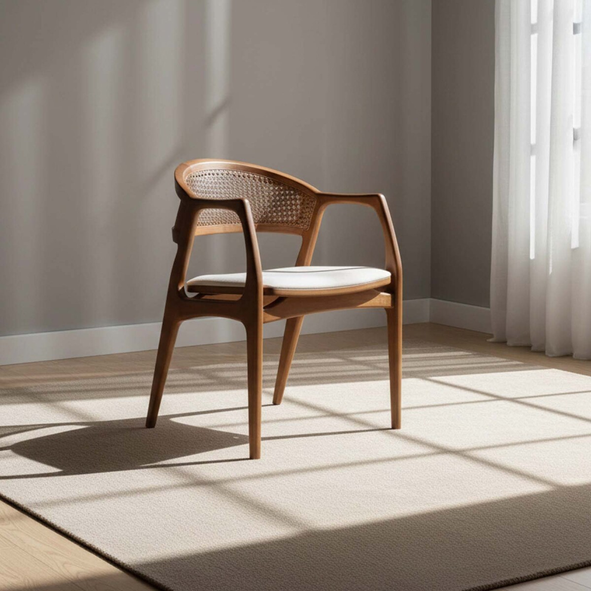 SILLA DE COMEDOR - MADERA-Y-TELA NATURAL-BEIGE CARLO 