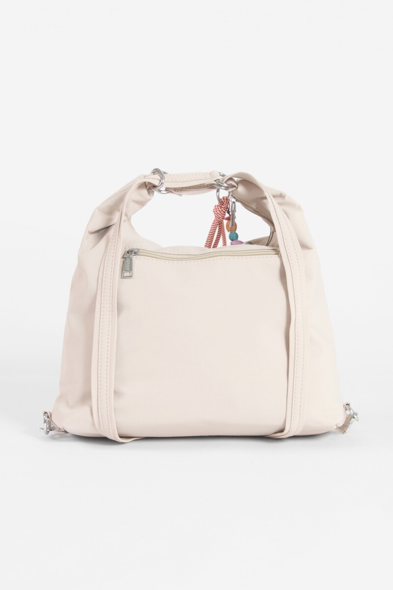 Hobo mochila con llavero removible beige