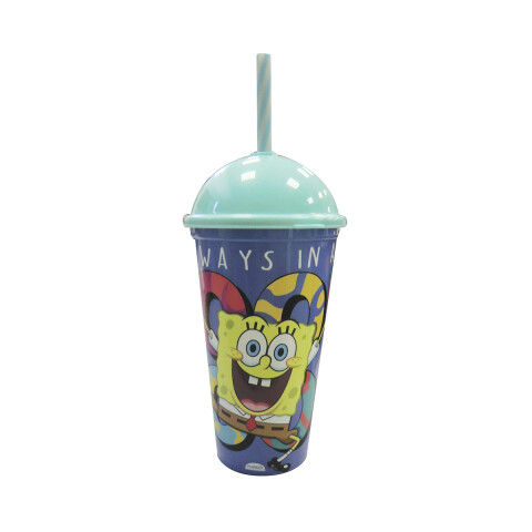 Vaso Plástico Milk Shake con Pajita Bob Esponja 500 ml U