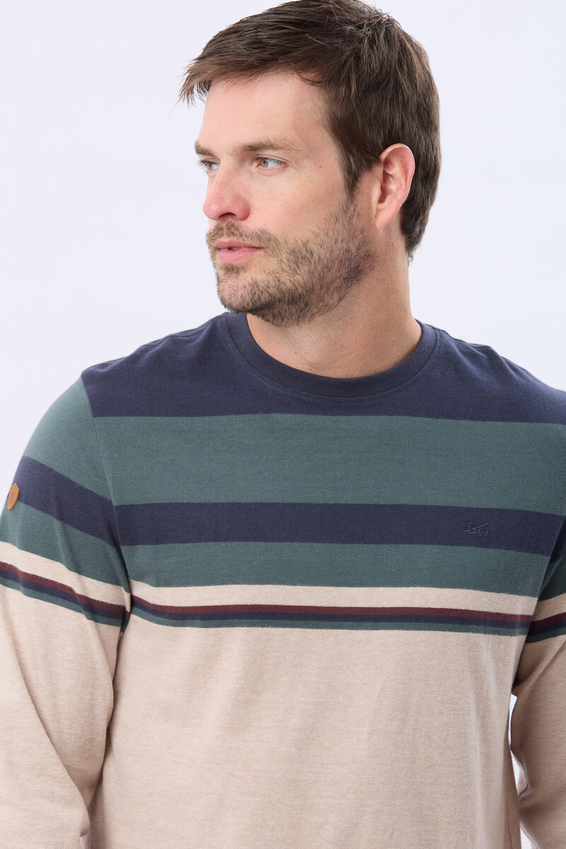 REMERA RAYADA DE ALGODÓN - AZUL 