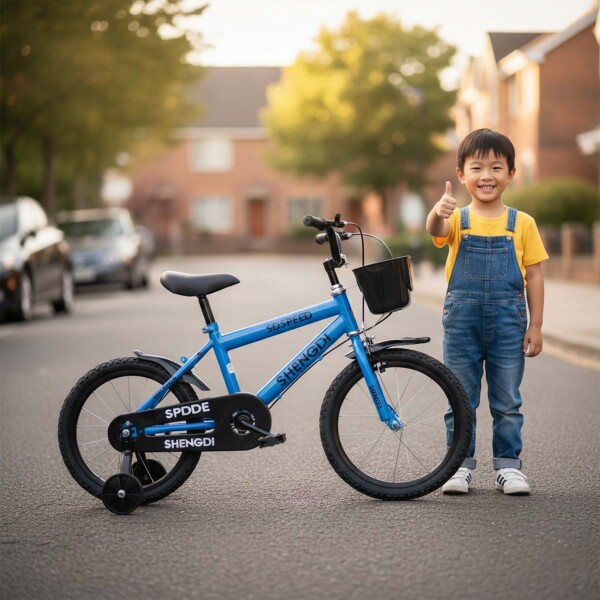 Bicicleta Infantil Shengdi R16 Canasto Parrilla Guardabarros Azul 1