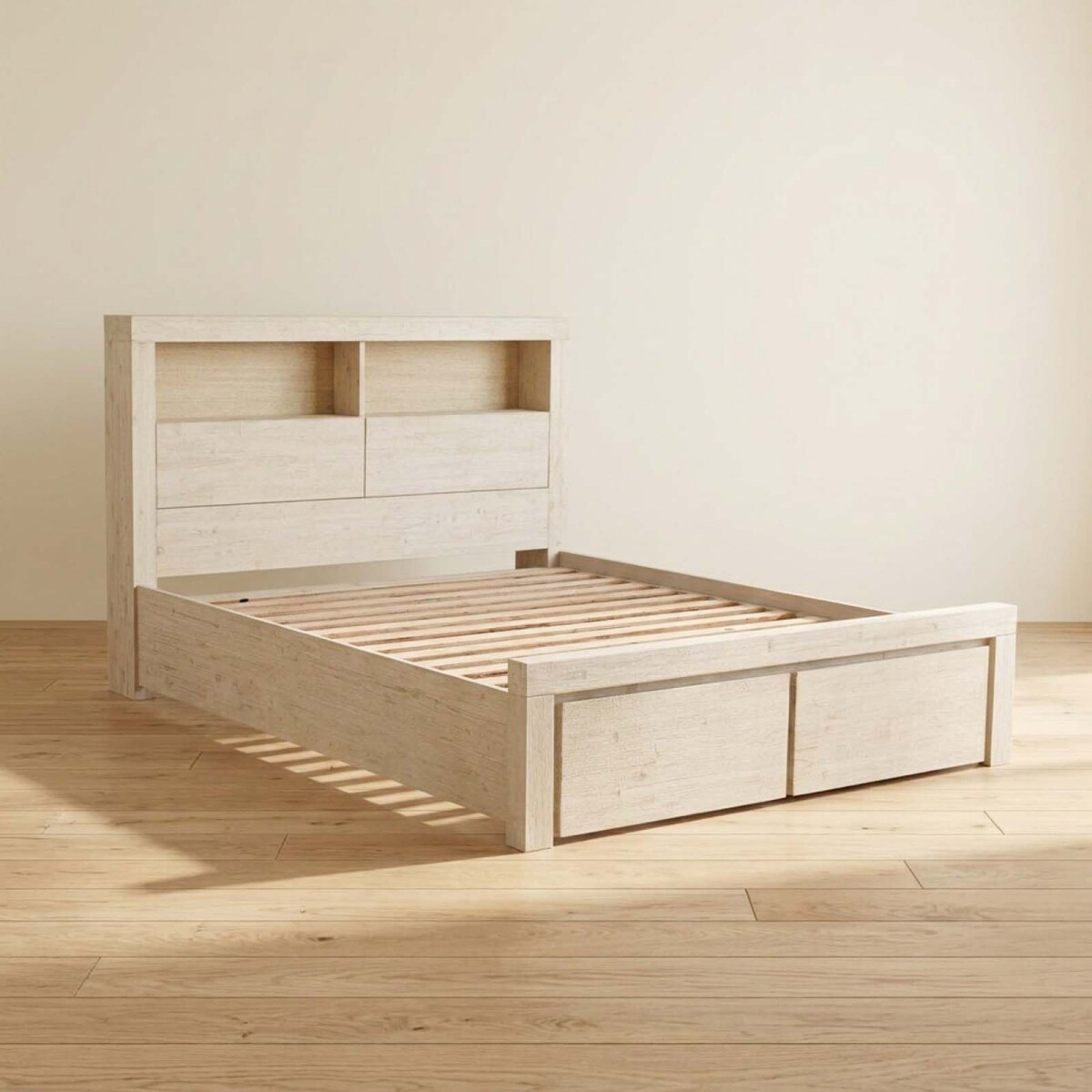 CAMA - QUEEN MADERA-ACACIA NATURAL-BEIGE NEWPORT 