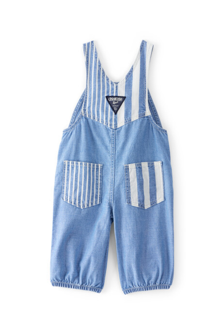 Enterito de chambray con detalles a rayas Sin color