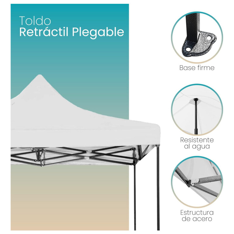 Gazebo Plegable Toldo Super Reforzado 2x2x2 Filtro Uv Pf Blanco