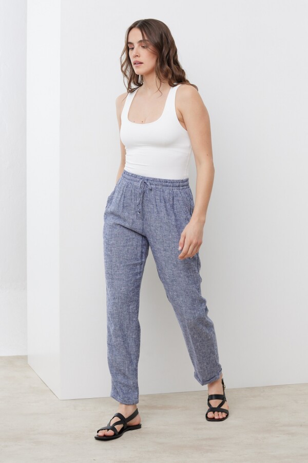 Pantalon Lino Lazo AZUL