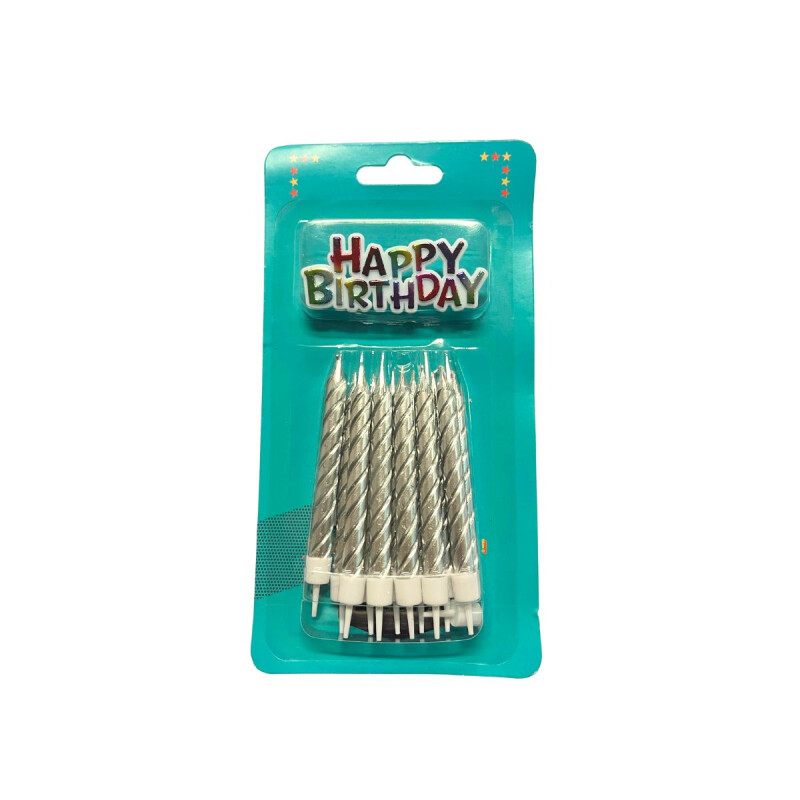 Vela Efecto Torneado x12 Plateado