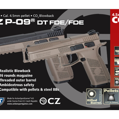 Pistola Cz P-09 Con Blowback A Co2 4,5mm DualTone - ASG DT-FDE
