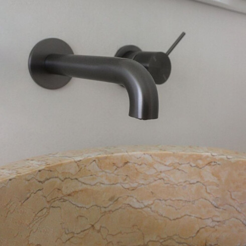 GRIFERIA LAVATORIO PARED CUERPO LABRADO GRIS GRAFITO GRAFITO-GUNMETAL