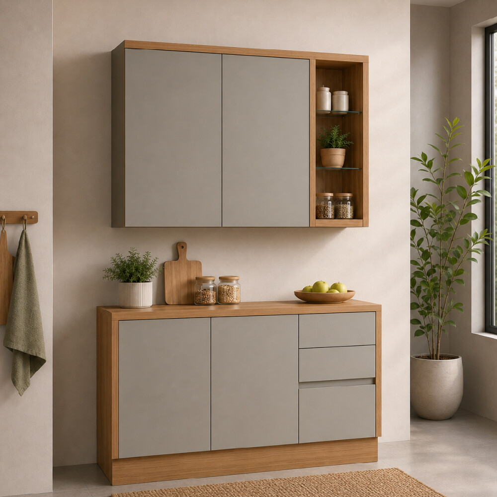 KIT COCINA AEREO Y BAJO MESADA CON ZÓCALO ALLURE Kit Cocina Aereo Y Bajo Mesada Con Zócalo Allure