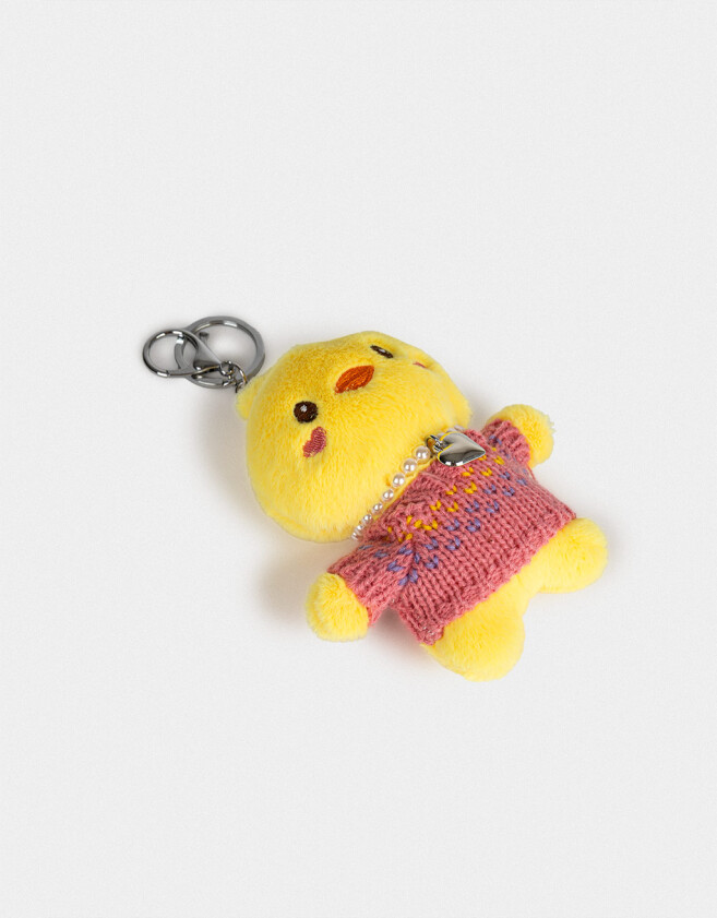Llavero Peluche Llavero Y Charm De Peluche De Pollito - Amarillo Claro