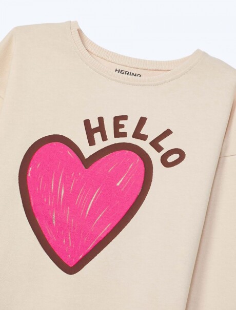 CAMISETA INFANTIL CON ESTAMPA BEIGE
