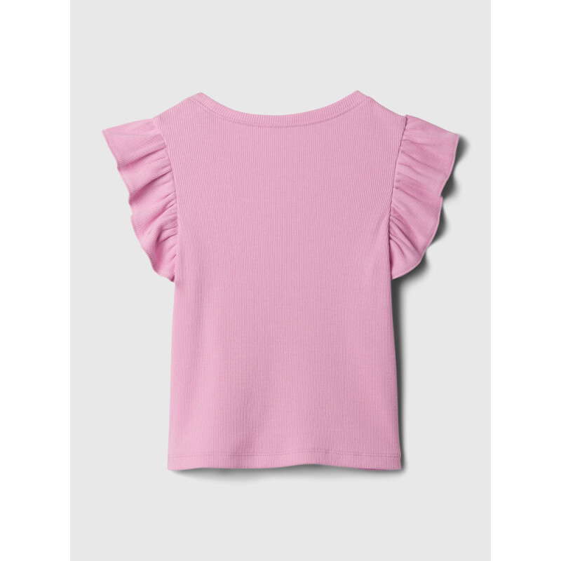 SS BRANNANS RIB FLUTTER TOP SUGAR PINK