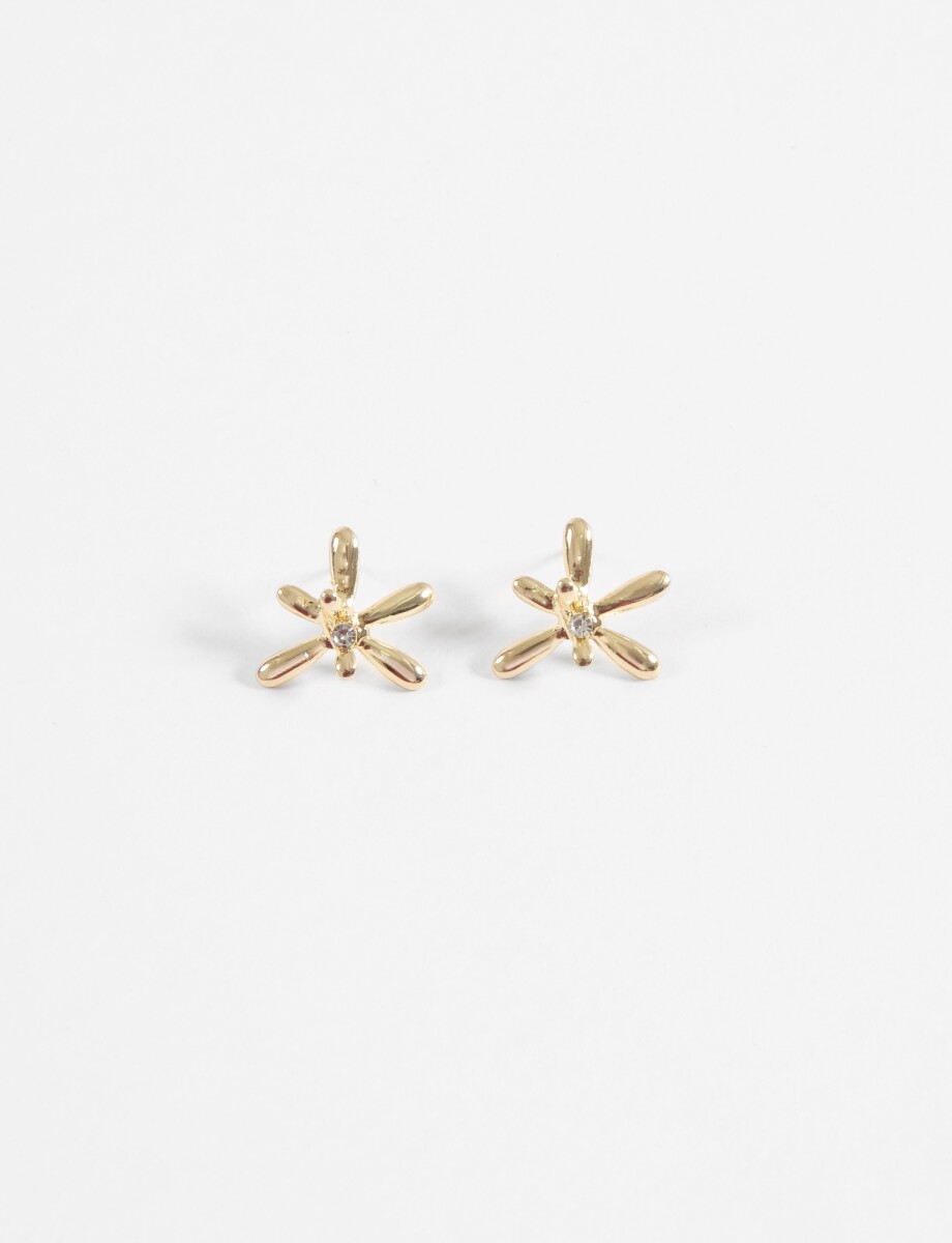 Caravanas flor metal - dorado 