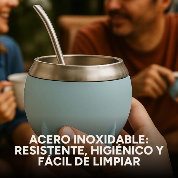 Mate Clásico de Acero Inoxidable Diseño Clásico Duradero Color Celeste