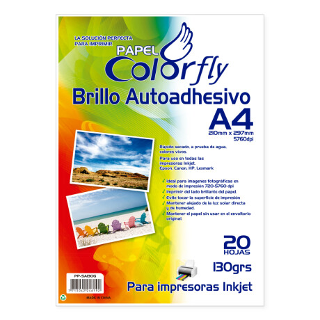 Papel Foto Colorfly Autoadhesivo A4 130GR 20 Hojas 001