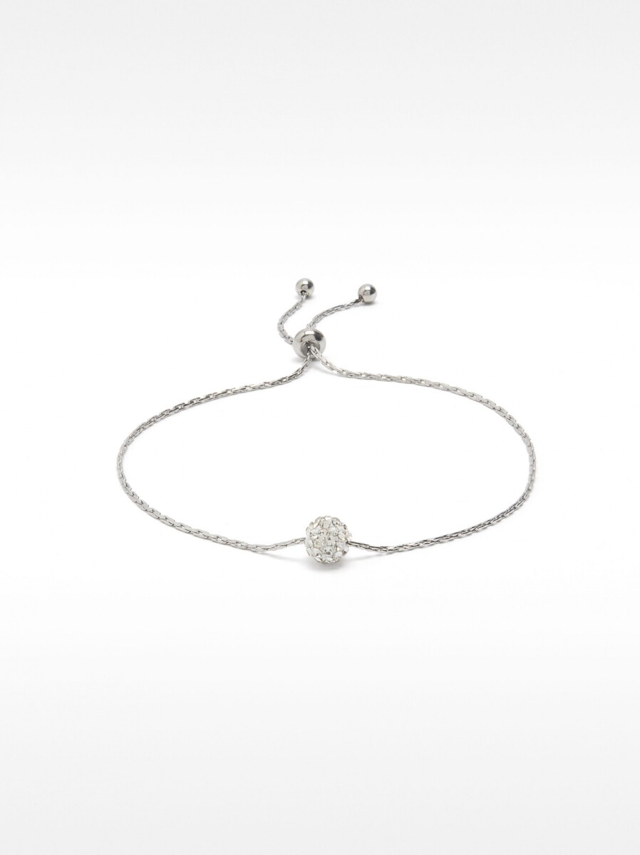 Pulsera Esfera Con Cristales - Acero Inoxidable - plateado 
