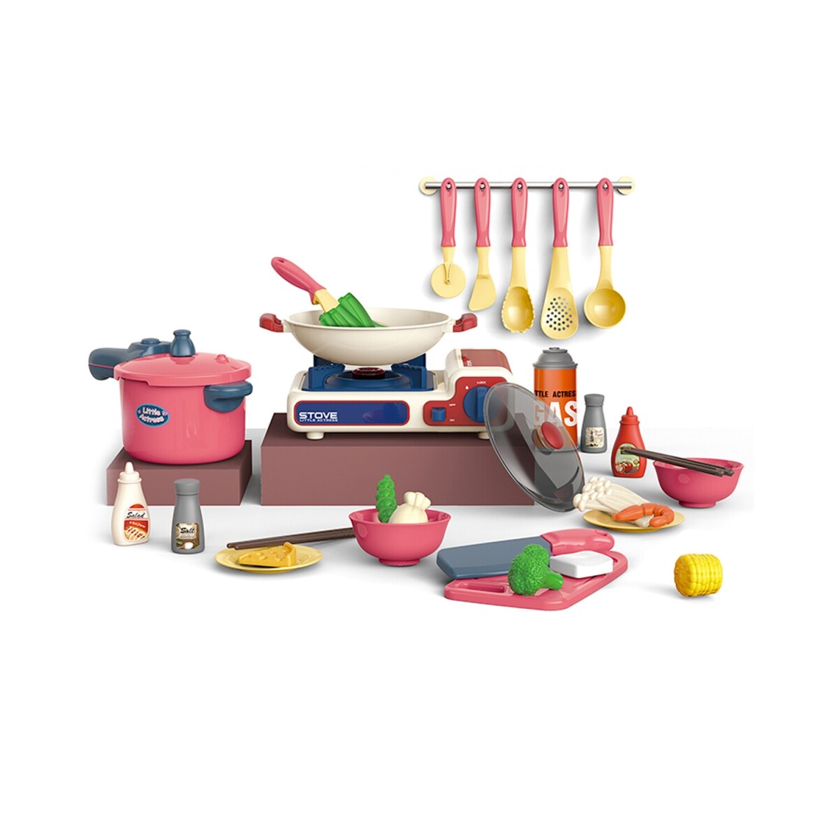 Set de cocina de juguete con accesorios y sonido 