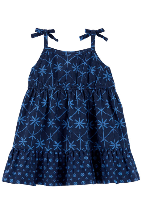 Vestido solera de lino escalonada Sin color