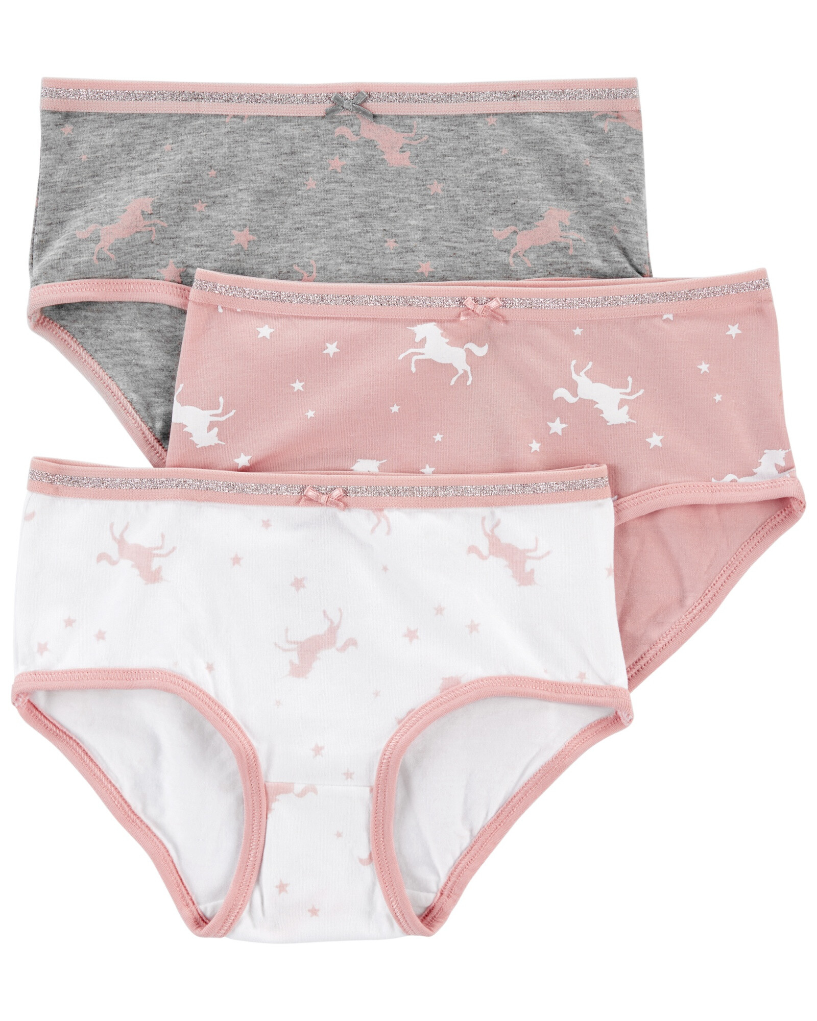 Pack tres bombachas de algodón, diseño unicornio Pack tres bombachas de algodón, diseño unicornio