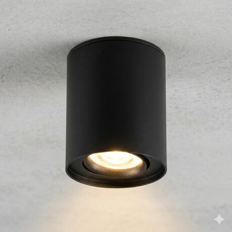 Aplique spot led 6w cilindro de techo cálido NEGRO