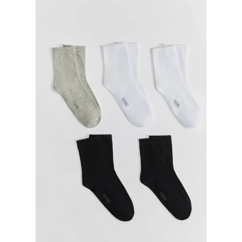 KIT 5 PARES DE MEIAS PRETO/CINZA/BRANCO