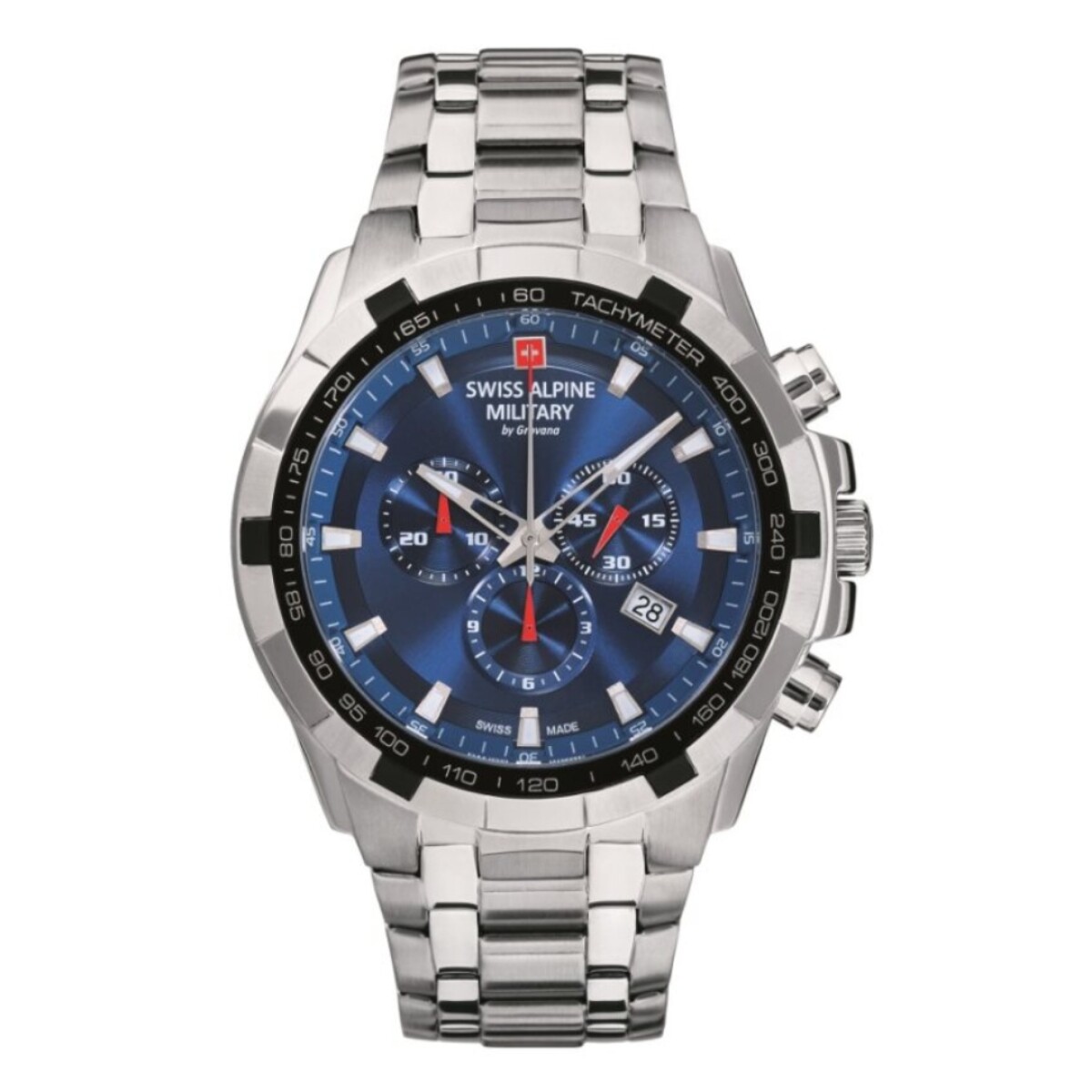 Reloj Swiss Alpine Military Star Fighter 7043.9135 para hombre con correa de acero - Azul 