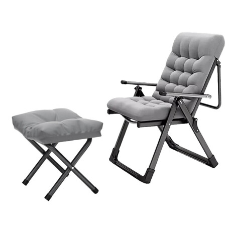 Silla Cama Reclinable Para Escritorio + Posa Pies Gris