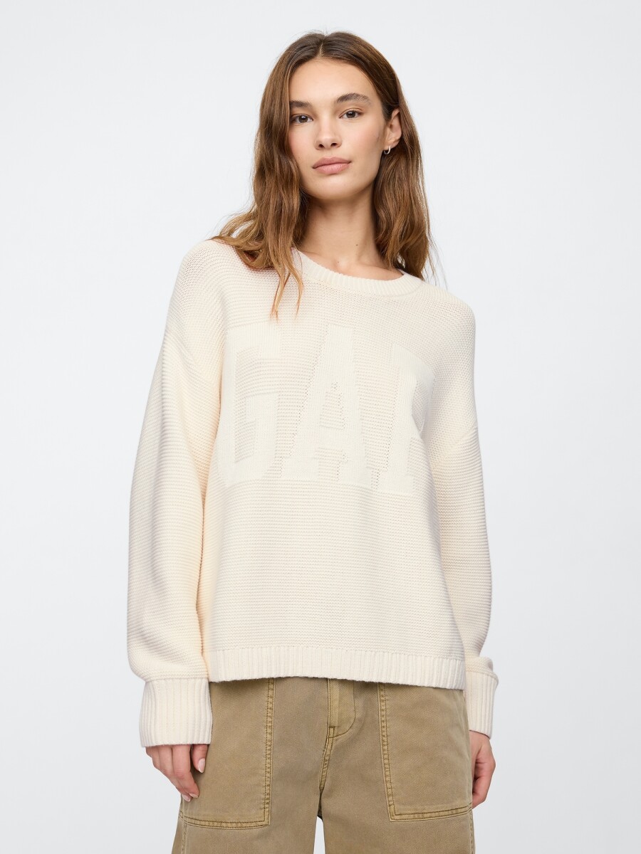 Buzo Logo Gap Mujer - Ivory Frost 