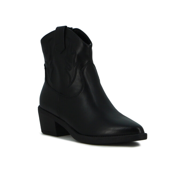 Darkness Bota De Dama Tejana Caña Baja Taco Cuadrado - Negro Negro