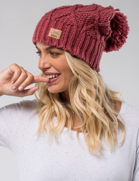Gorro tejido con relieve Rosa