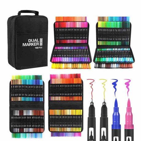 Set de Arte X168 Marcadores Dual Brush JJ-90 Doble Punta 001