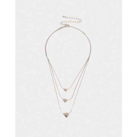 Collar Con Corazones Plateado