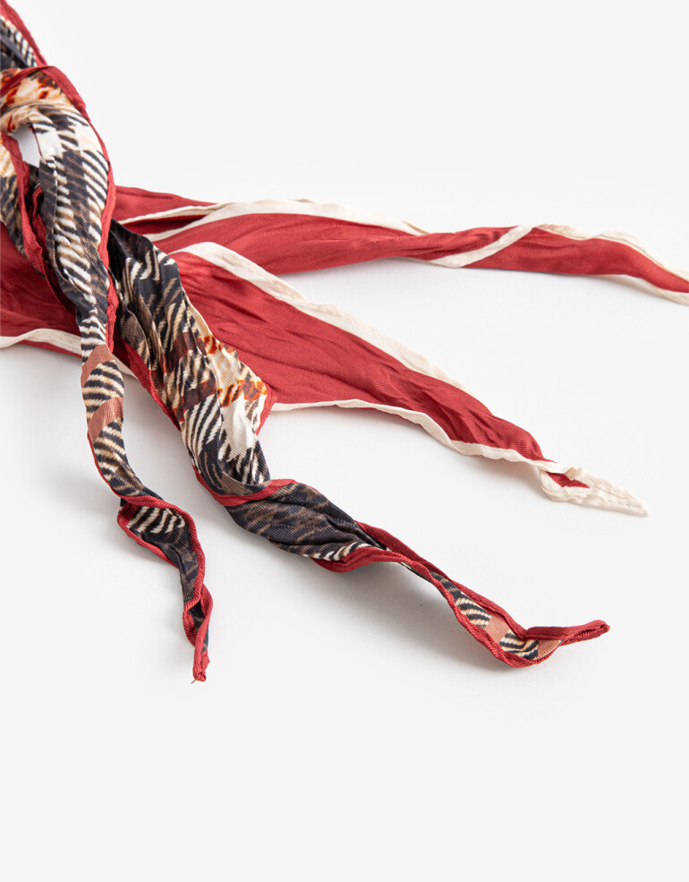 Pañuelos Raso Algodón Geometrico Set X2 Pañuelos Tartan + Rojo - Combinacion Multicolor