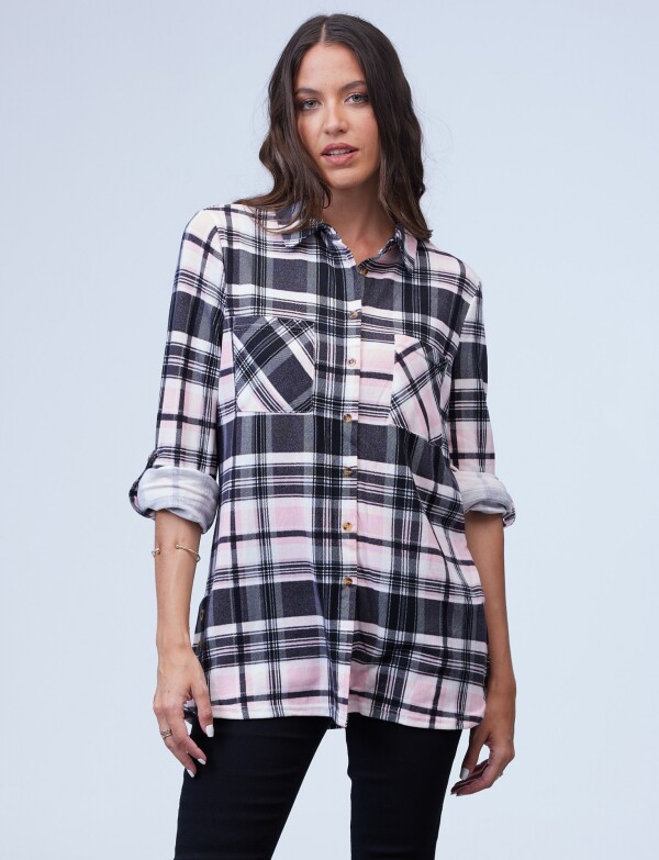 Camisa Soft Cuadros NEGRO/ROSA