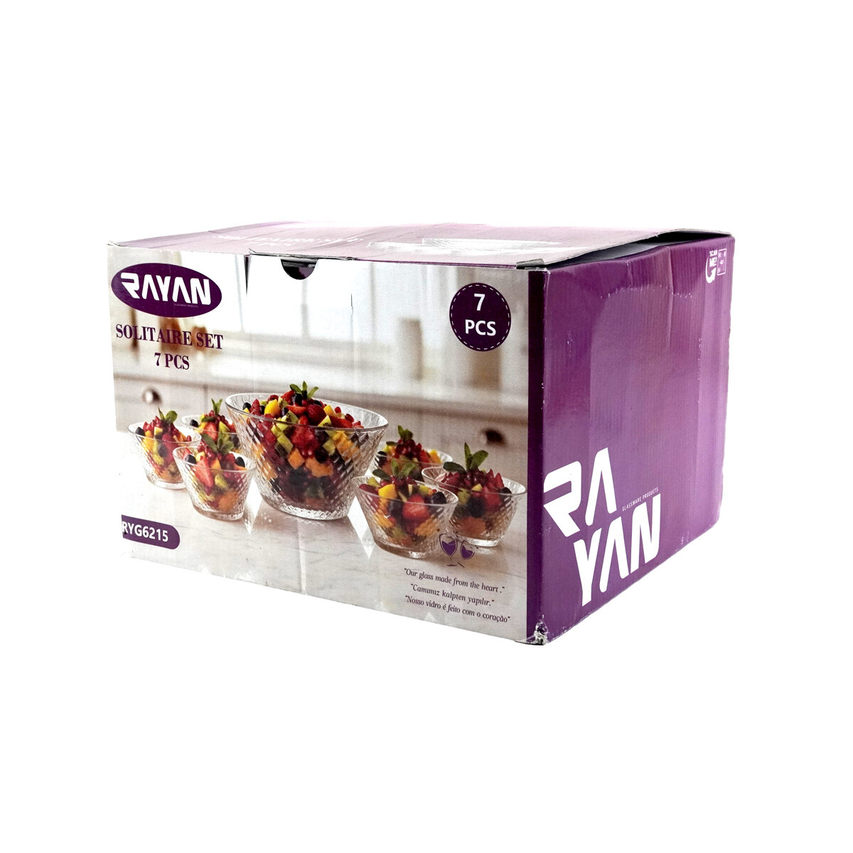 BOWL VIDRIO SET X7PCS LABRADO ROMBOS RAYAN SOLITARE 