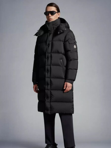 Moncler -Chaqueta larga con capucha desmontable, HANOVERIAN Negro
