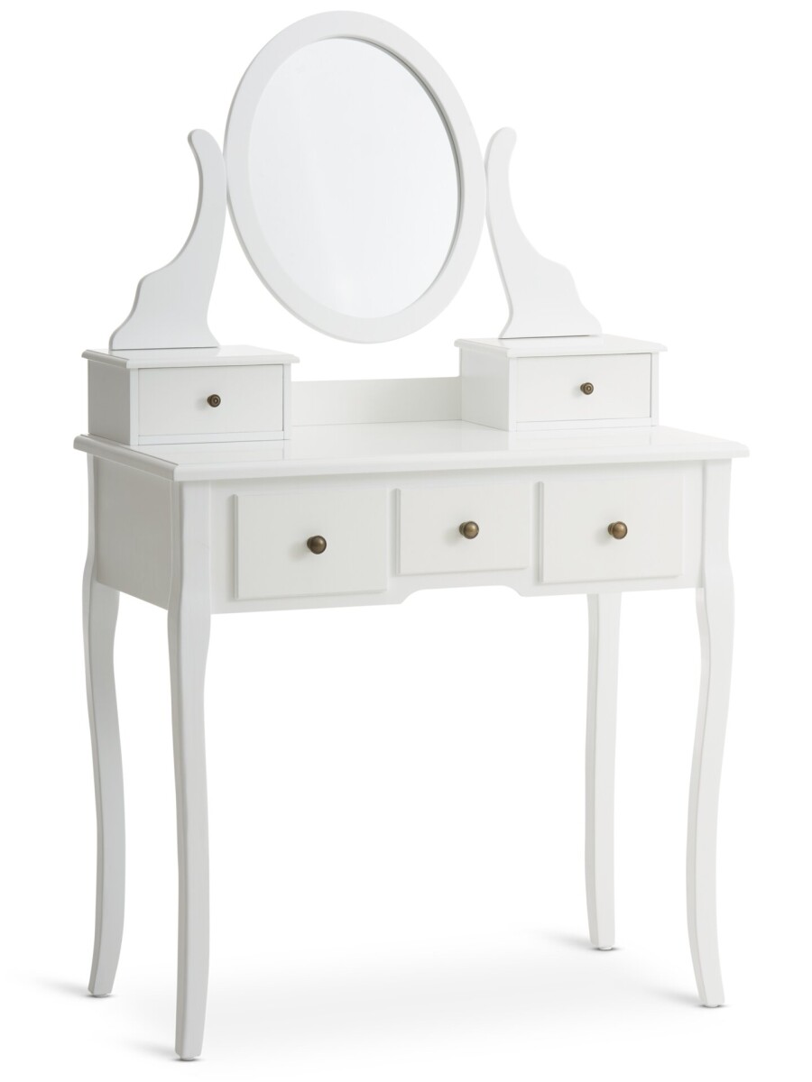 Tocador MALLING espejo y 5 cajones blanco 