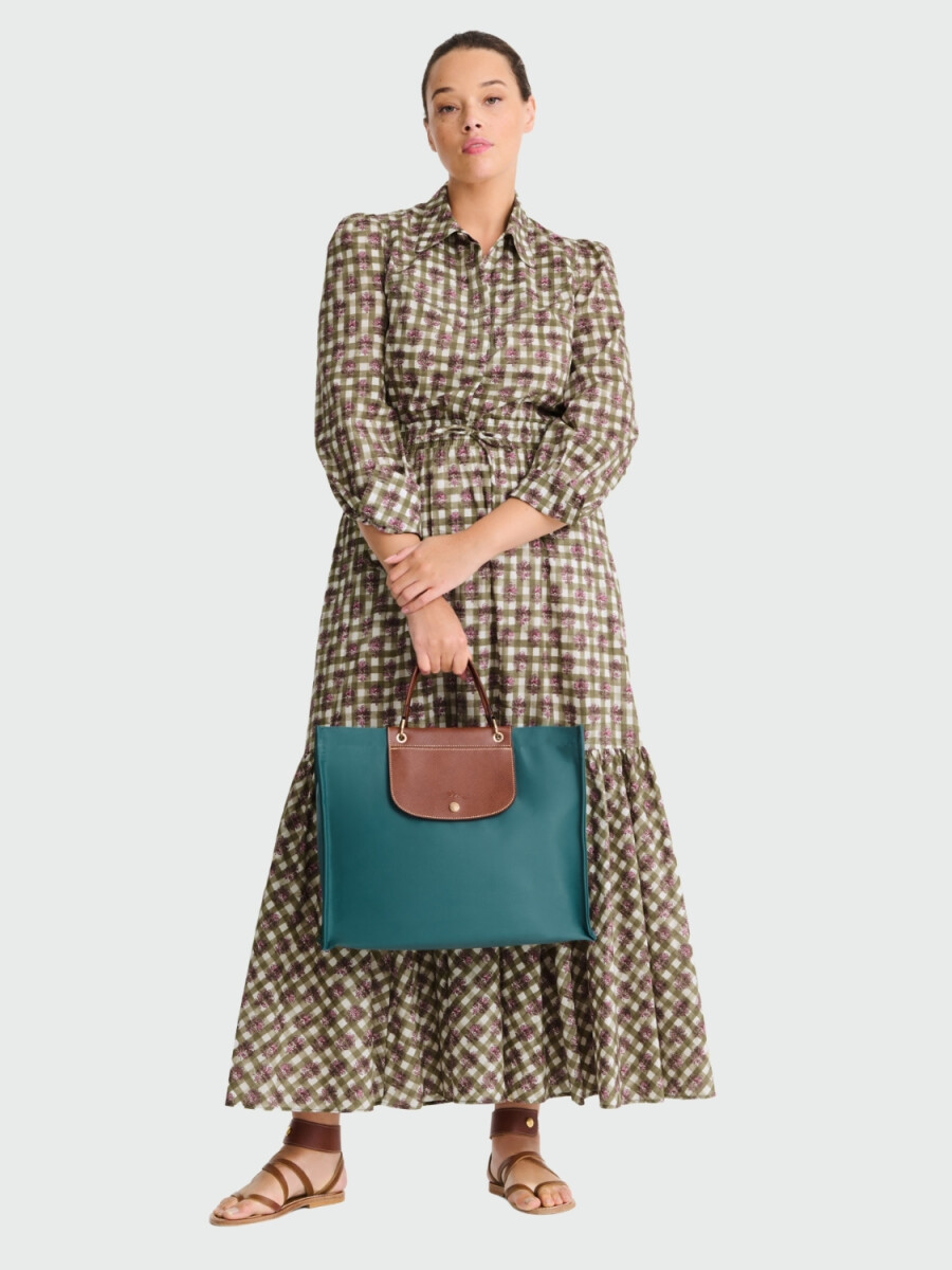 Longchamp - Bolso tote con solapa y botón a presión, Cabas - Aguamarina 