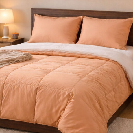 Acolchado Pluma 2 Plazas Dohler Home Class Ropa Cama Azul Salmón/blanco