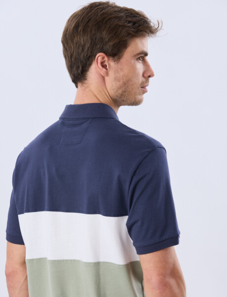 REMERA POLO RAYADA JERSEY Azul