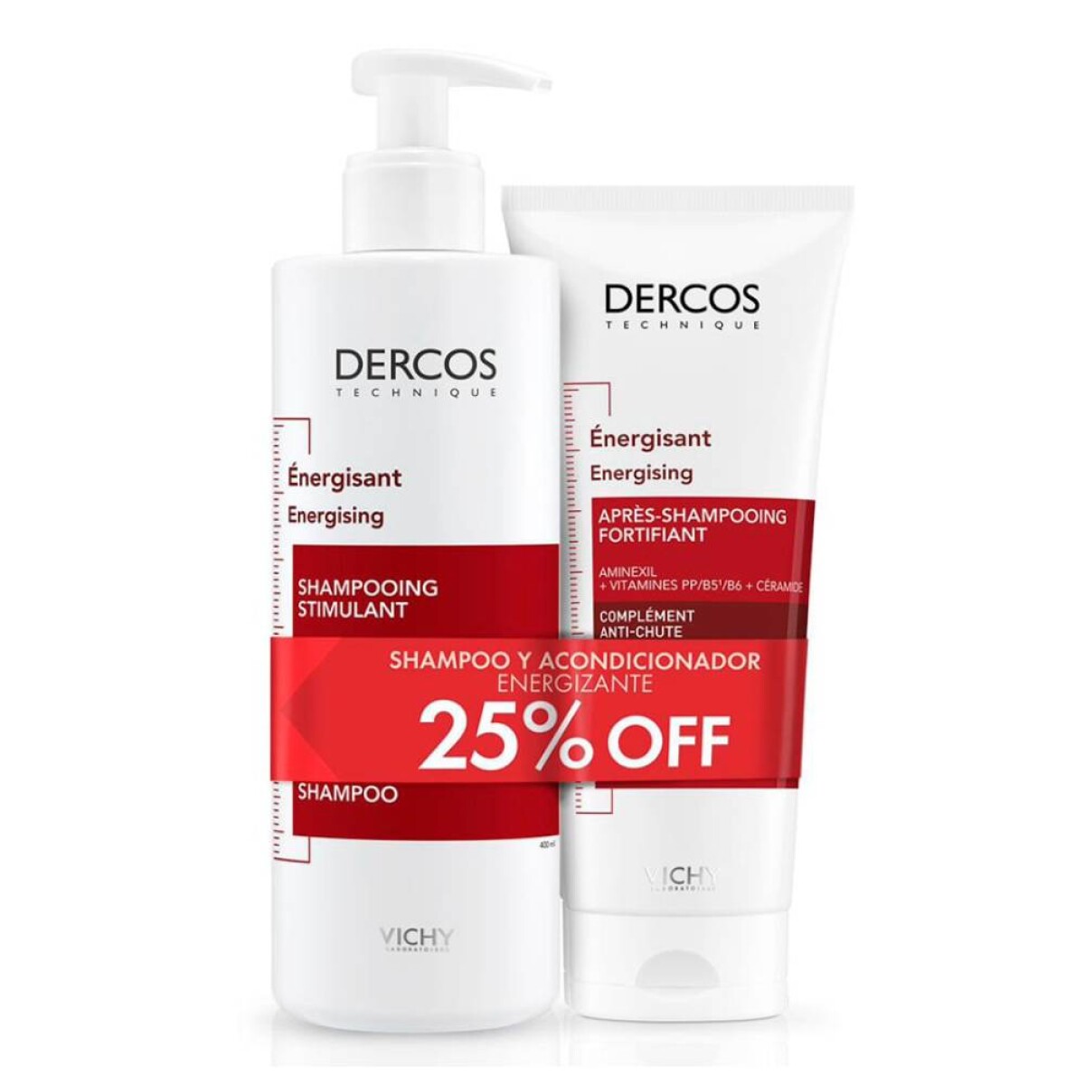 Pack Vichy Dercos Energizante Shampoo 400ml + Acondicionador 200ml 
