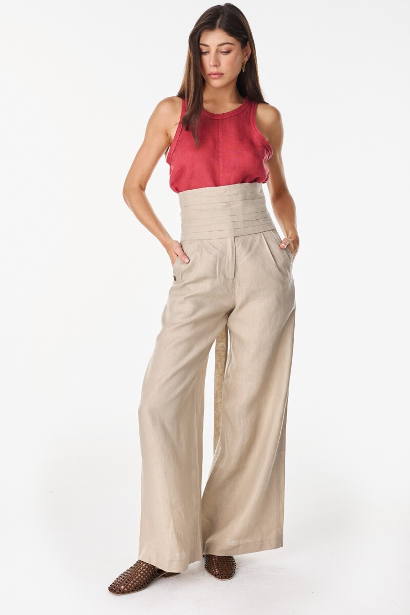 Pantalon Lino Soft Beige