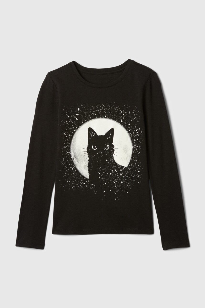 Remera Gráfico Manga Larga Niña Cat